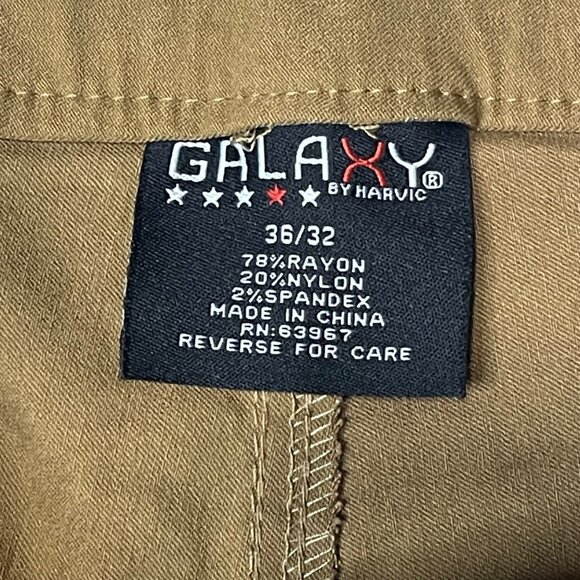 Galaxy By Harvic Women's Stretch Pants 36/32 Rayon/Nylon/Spandex Blend, Khaki - Picture 5 of 10